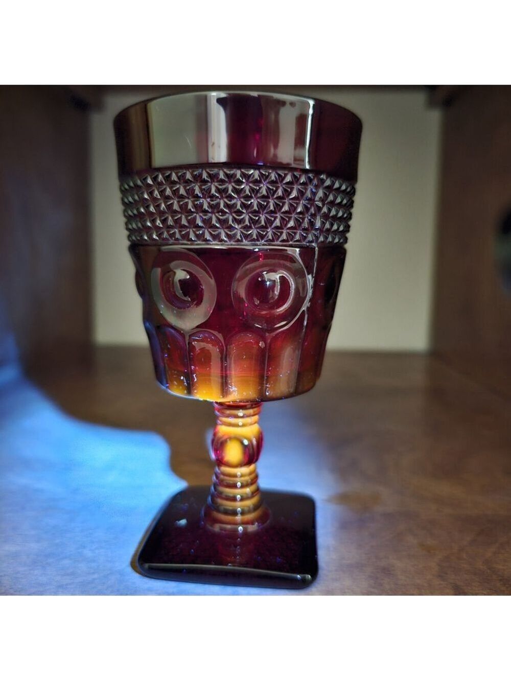 Cadmium Glass Water Goblet Ruby Glows Under UV Stunning Piece!